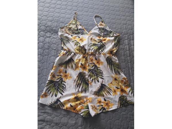 playsuit bloemen print geel groen XL