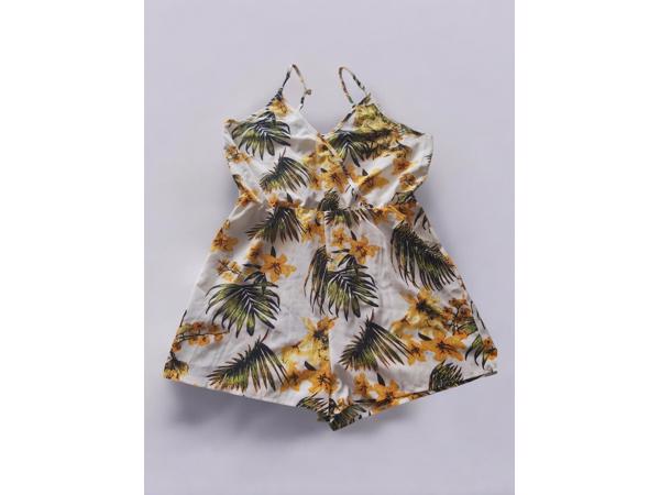 playsuit bloemen print geel groen XL