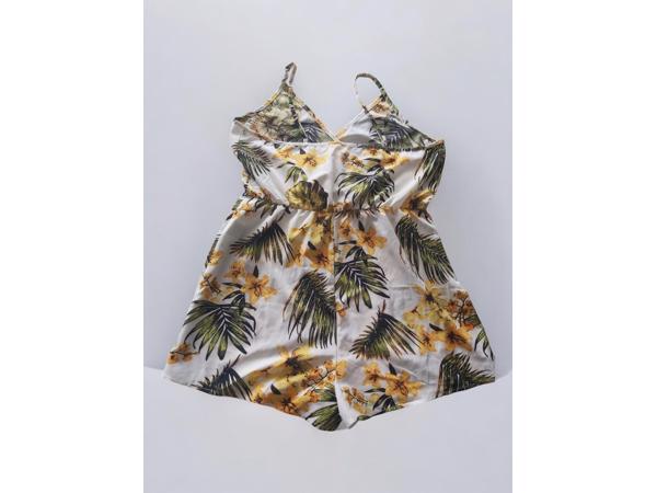 playsuit bloemen print geel groen XL