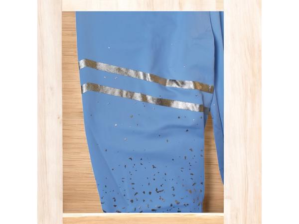 Holala stretchy legging lichtblauw goud glitter S/M 36/38