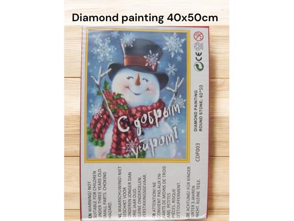 Kerst - sneeuwpop - diamond painting 50x40cm