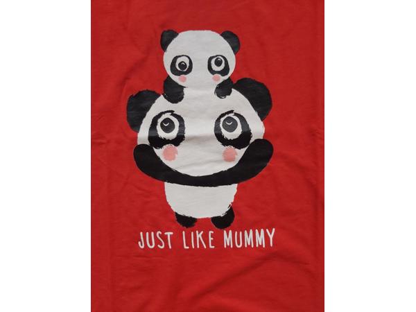 Glo-Story t-shirt rood panda beren just like mummy S