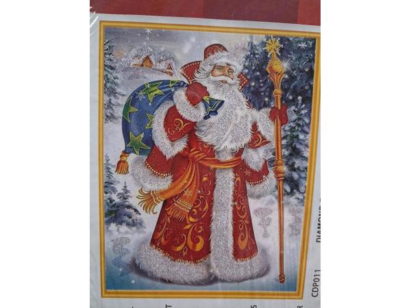nr 76 Diamond painting kerstman met rugzak 50x40cm (rond)