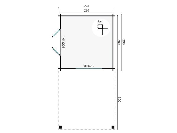 Blokhut - Tuinhuis Dellinger | 28 mm | vuren onbehandeld
