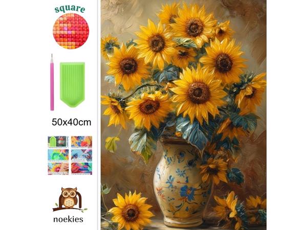 nr 14 Diamond Painting bloemen 50x40cm (vierkant)