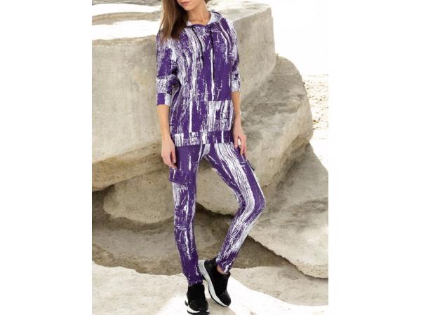 Fashion 2 delig huispak violet paars wit S/M