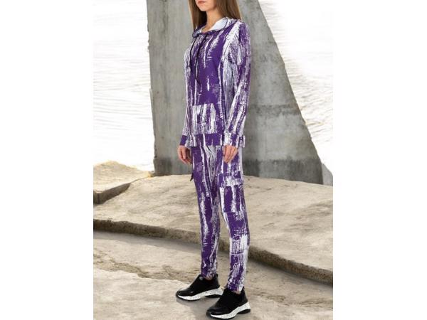 Fashion 2 delig huispak violet paars wit S/M