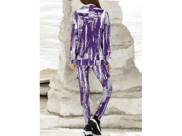 Fashion 2 delig huispak violet paars wit S/M