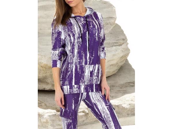 Fashion 2 delig huispak violet paars wit S/M