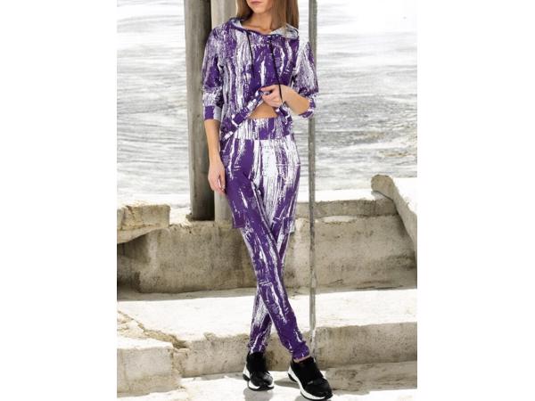 Fashion 2 delig huispak violet paars wit S/M