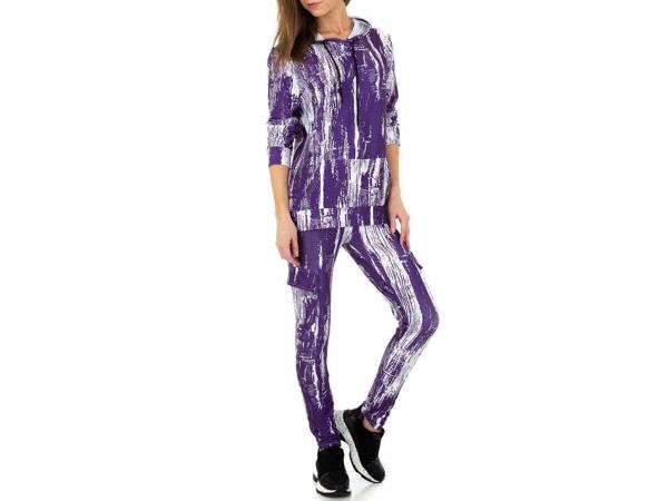 Fashion 2 delig huispak violet paars wit S/M