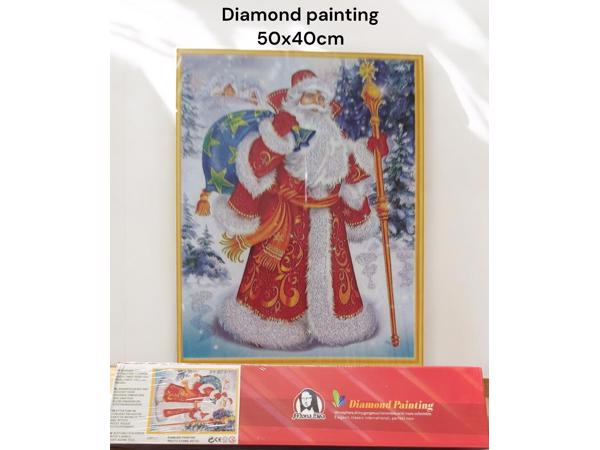 Diamond painting kerstman met rugzak 50x40cm