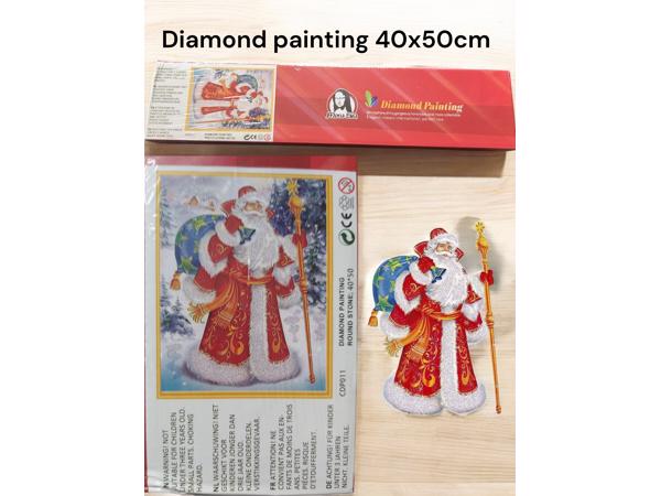 Diamond painting kerstman met rugzak 50x40cm