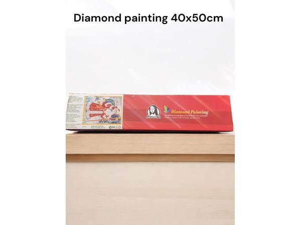 Diamond painting kerstman met rugzak 50x40cm