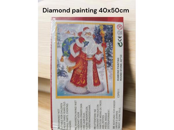 Diamond painting kerstman met rugzak 50x40cm