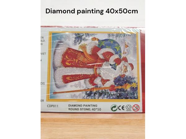 Diamond painting kerstman met rugzak 50x40cm