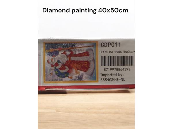 Diamond painting kerstman met rugzak 50x40cm