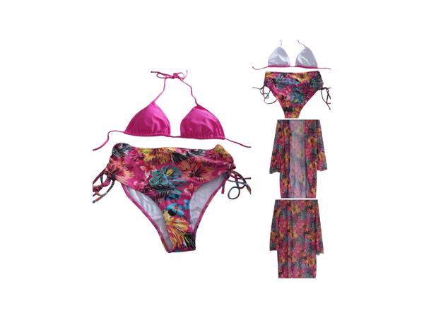 3 delig Bikini set roze bloemen XL