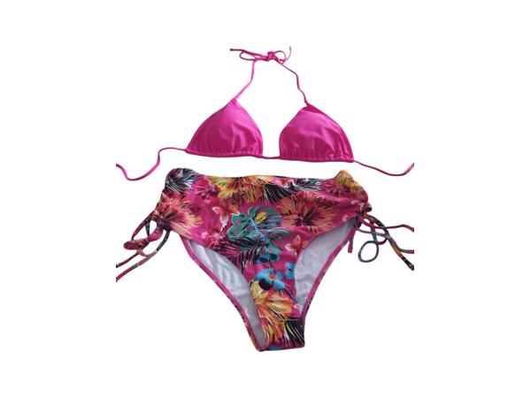 3 delig Bikini set roze bloemen XL