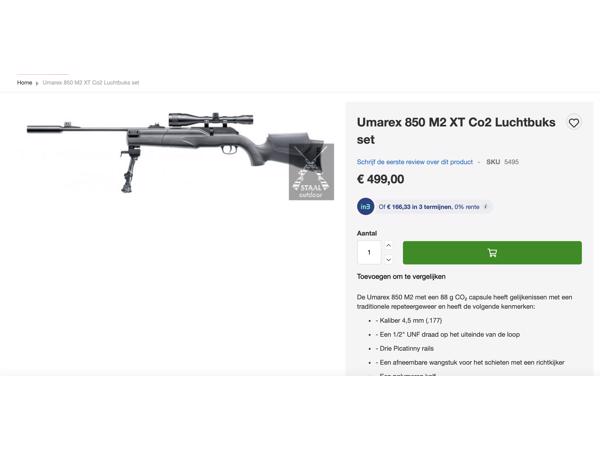 Hammerli 850 buks set met bipod en kijker .177