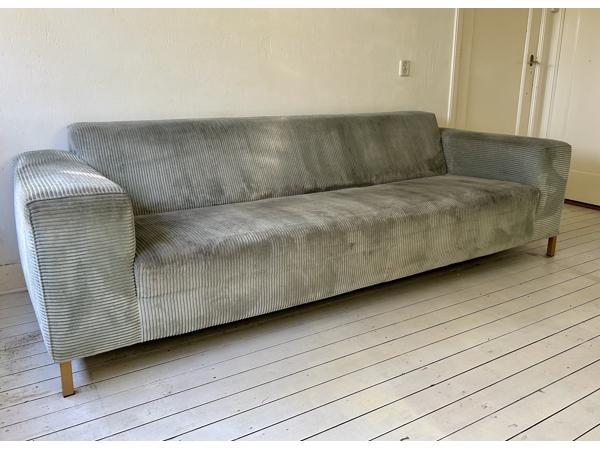 Grijs/blauwe stoffen 3 zits bank