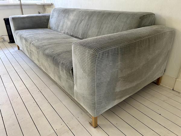 Grijs/blauwe stoffen 3 zits bank