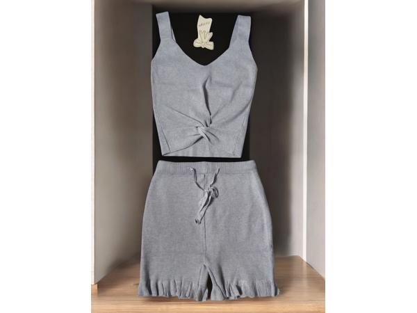 2 delig zomer set stretchy grijs S/M & M/L