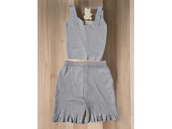 2 delig zomer set stretchy grijs S/M & M/L