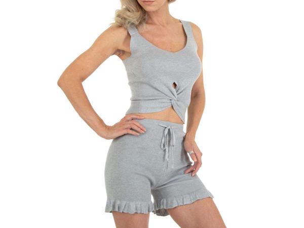 2 delig zomer set stretchy grijs S/M & M/L