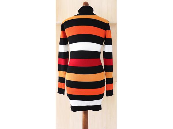 Jurk/longpullover met col, zwart/multi, 1 maat 34/40 (nieuw)