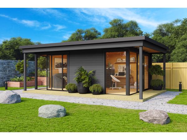 Tuinhuis-Blokhut Domeo 3 Loggia set:  508,8 x 321,9cm ---