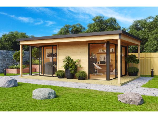 Tuinhuis-Blokhut Domeo 3 Loggia set:  508,8 x 321,9cm ---