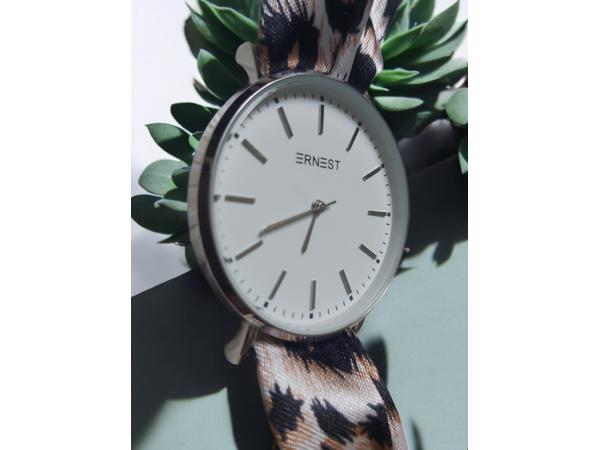 Ernest Strik armband Horloge – Beige panterprint