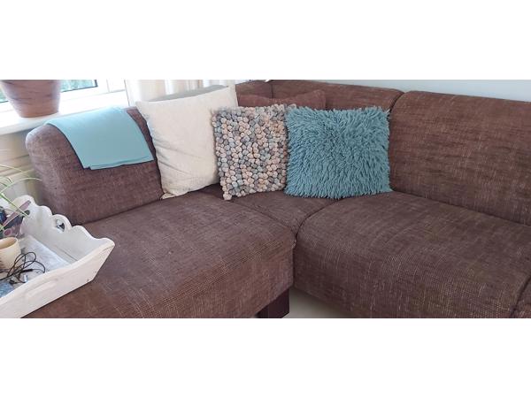 Gratis hoekbank bruine stof