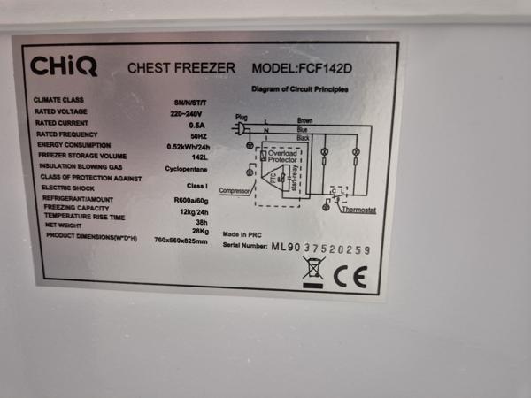 Vrieskist 142L. Chiq fcf142d