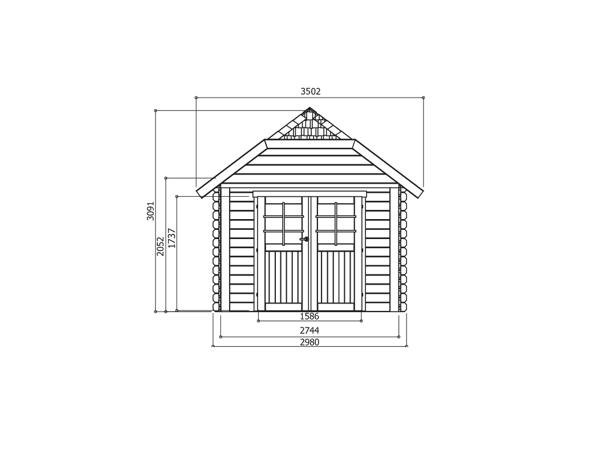 PROMOTIE---Tuinhuis Cork: 2980 x 2980 + 2654mm ---PROMOTIE