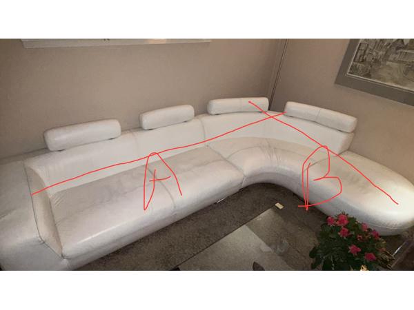 Witte leren hoekbank