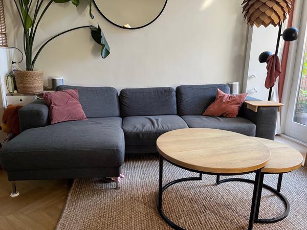 Montel bank grijs met chaise longue