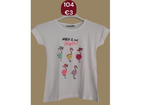 Glo-Story t-shirt flamingo's wit 104