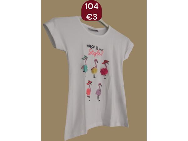 Glo-Story t-shirt flamingo's wit 104