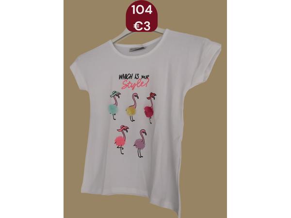 Glo-Story t-shirt flamingo's wit 104