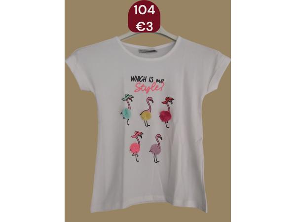 Glo-Story t-shirt flamingo's wit 104