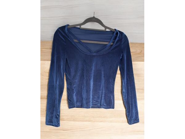 Fluwelen glanzende top blauw S