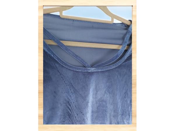 Fluwelen glanzende top blauw S