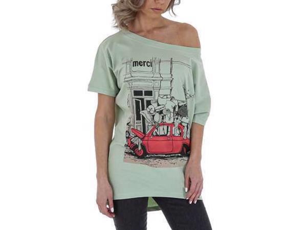 Glo-story one size t-shirt merci licht groen