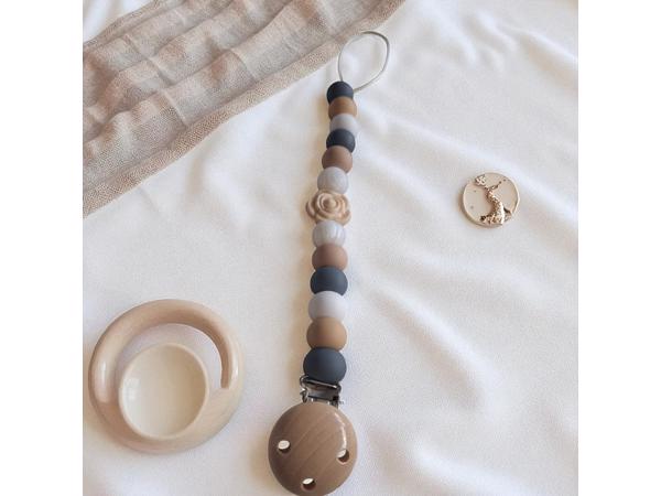 Speenkoord roos grijs beige wit parelmoer