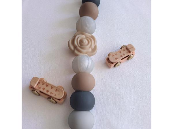 Speenkoord roos grijs beige wit parelmoer