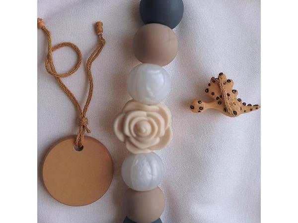 Speenkoord roos grijs beige wit parelmoer