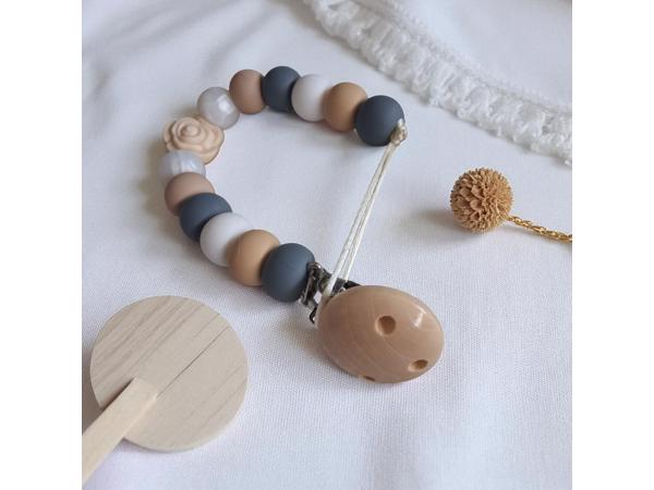 Speenkoord roos grijs beige wit parelmoer