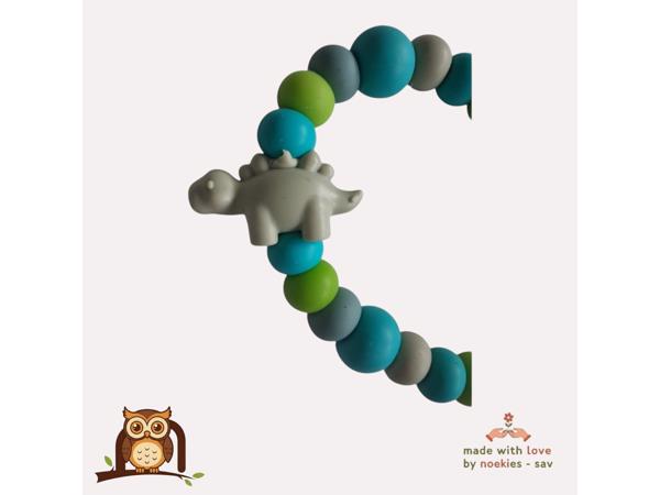 nr 27 noekies Speenkoord dino turquoise khaki